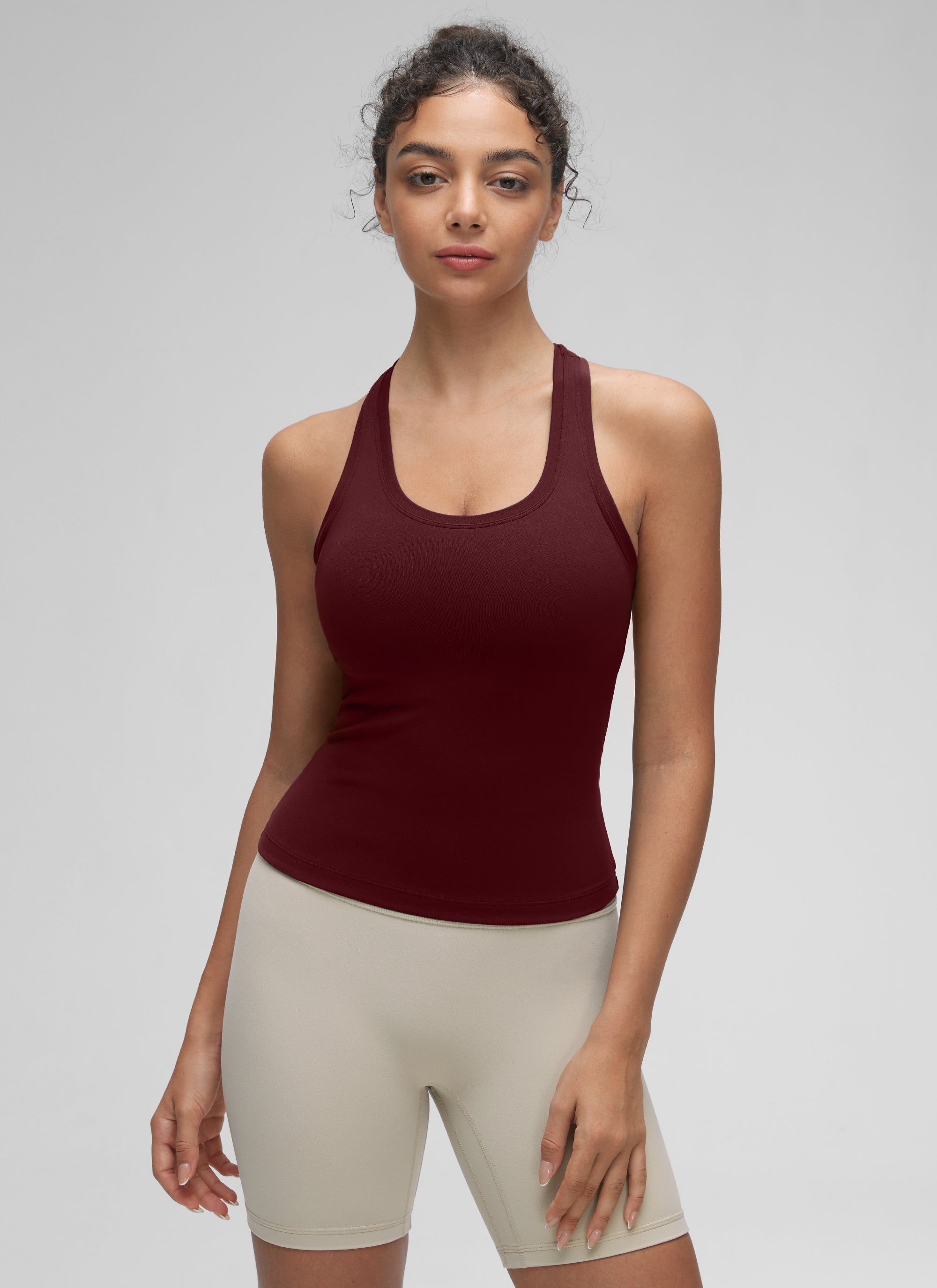 CRZ YOGA Pambabaeng Yoga Masikip na Kasuotan Butterluxe Crewneck Tank Top Racerback Pulang Merlot