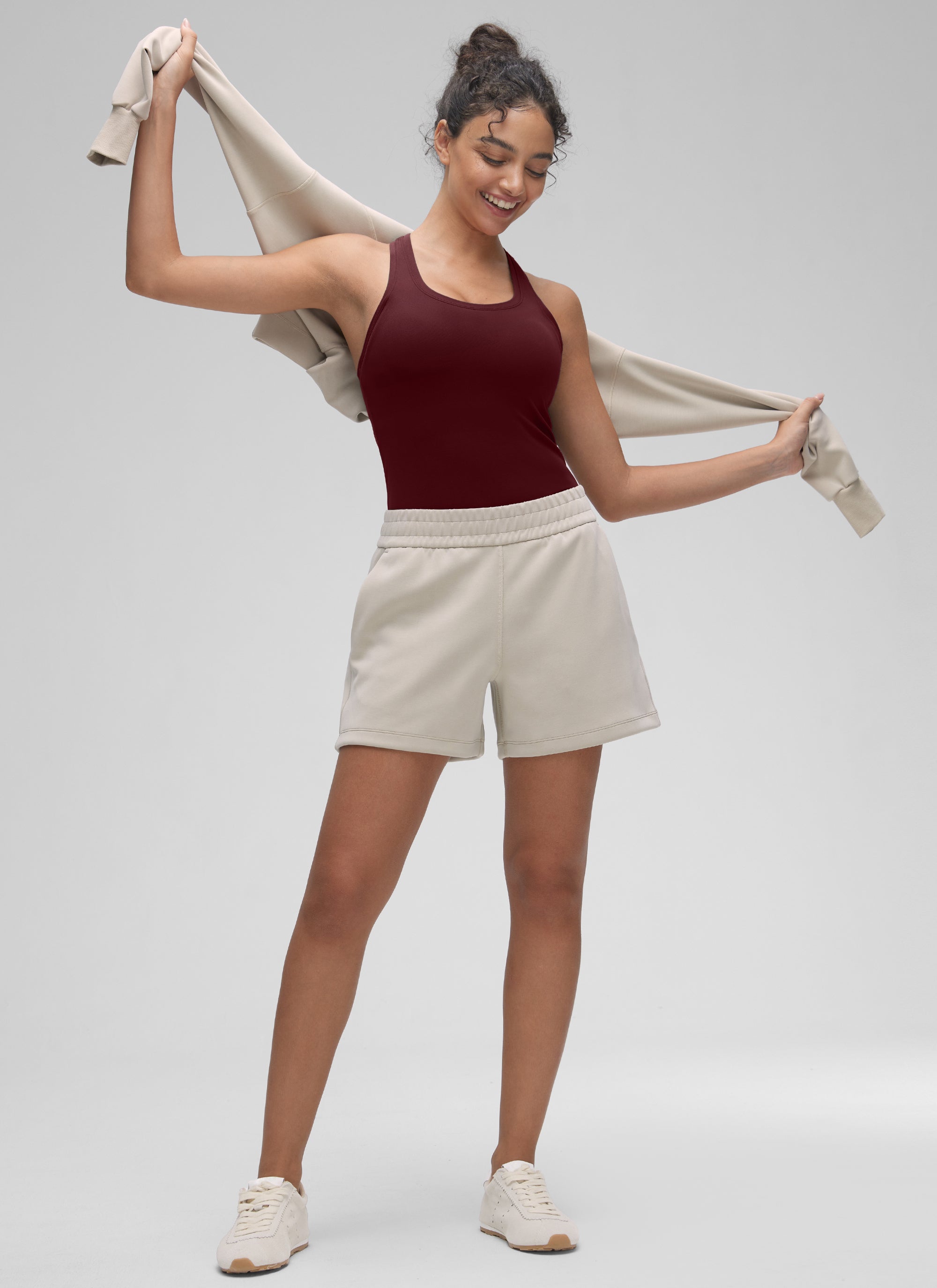 CRZ YOGA Pambabaeng Yoga Masikip na Kasuotan Butterluxe Crewneck Tank Top Racerback Pulang Merlot