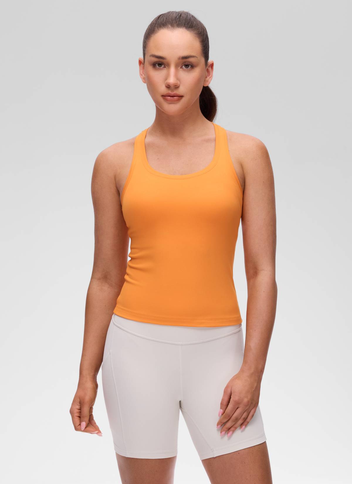 CRZ YOGA Pambabaeng Yoga Masikip na Kasuotan Butterluxe Crewneck Tank Top Racerback Tiger Orange