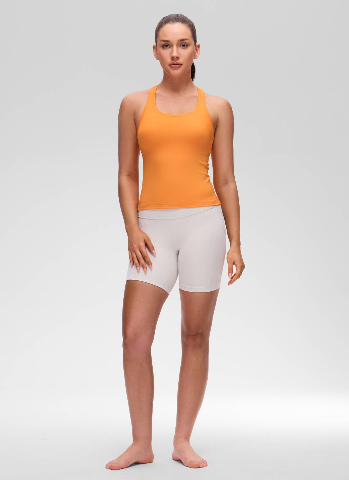 CRZ YOGA Pambabaeng Yoga Masikip na Kasuotan Butterluxe Crewneck Tank Top Racerback Tiger Orange