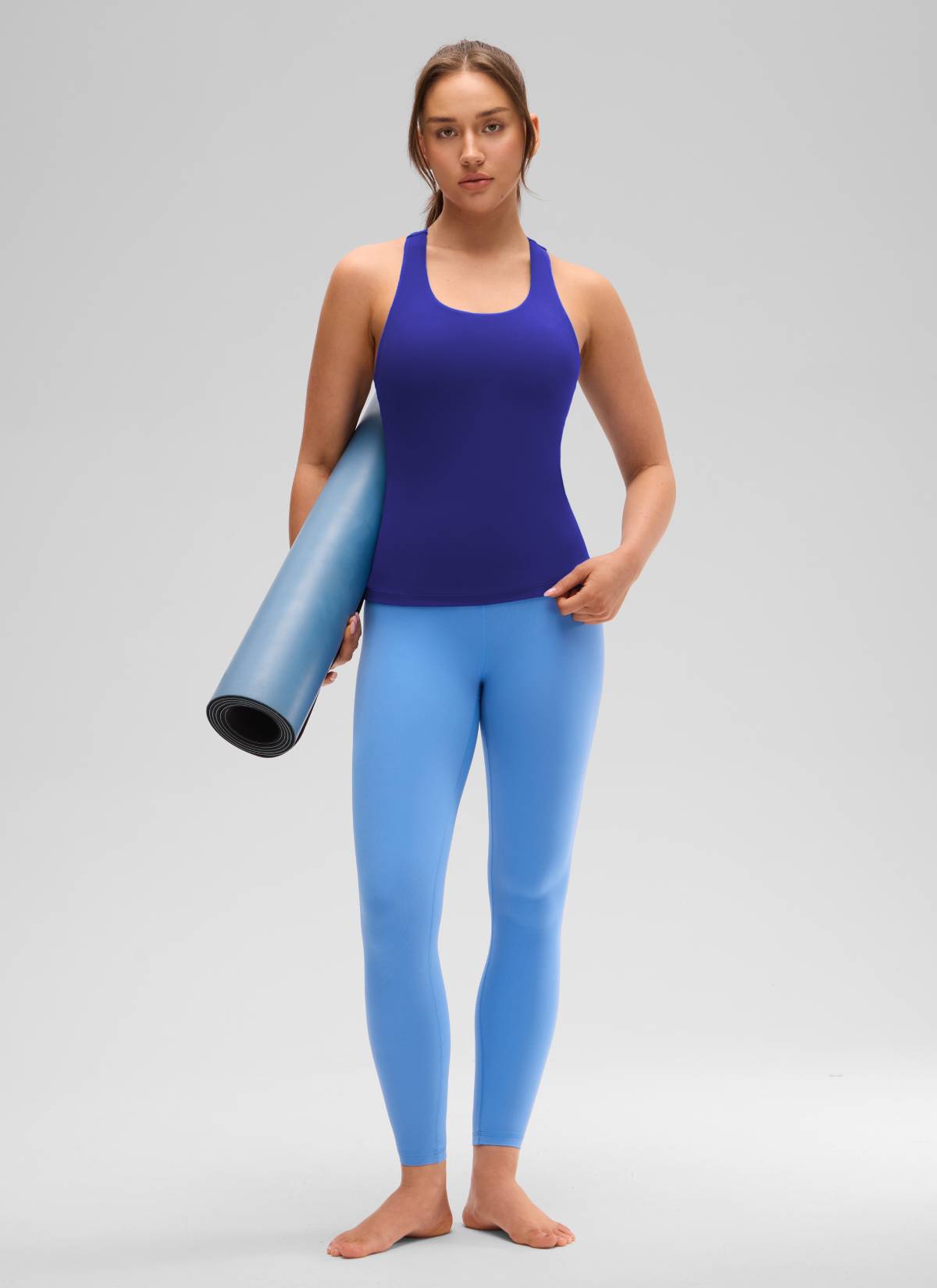 CRZ YOGA Women's Yoga Tight Fit Tops Butterluxe Built-in Bra Tank Larkspur Blue