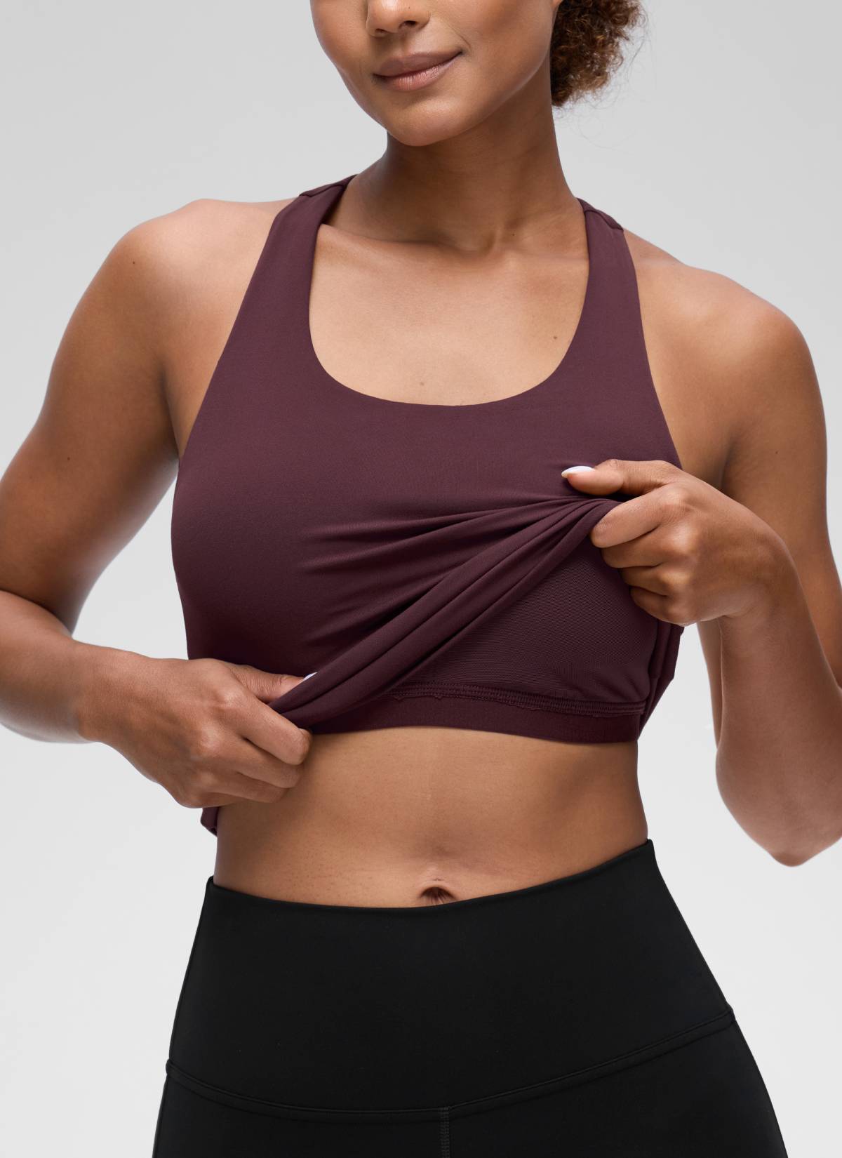 CRZ YOGA Women's Yoga Tight Fit Tops Butterluxe Built-in Bra Tank Ripe Plum