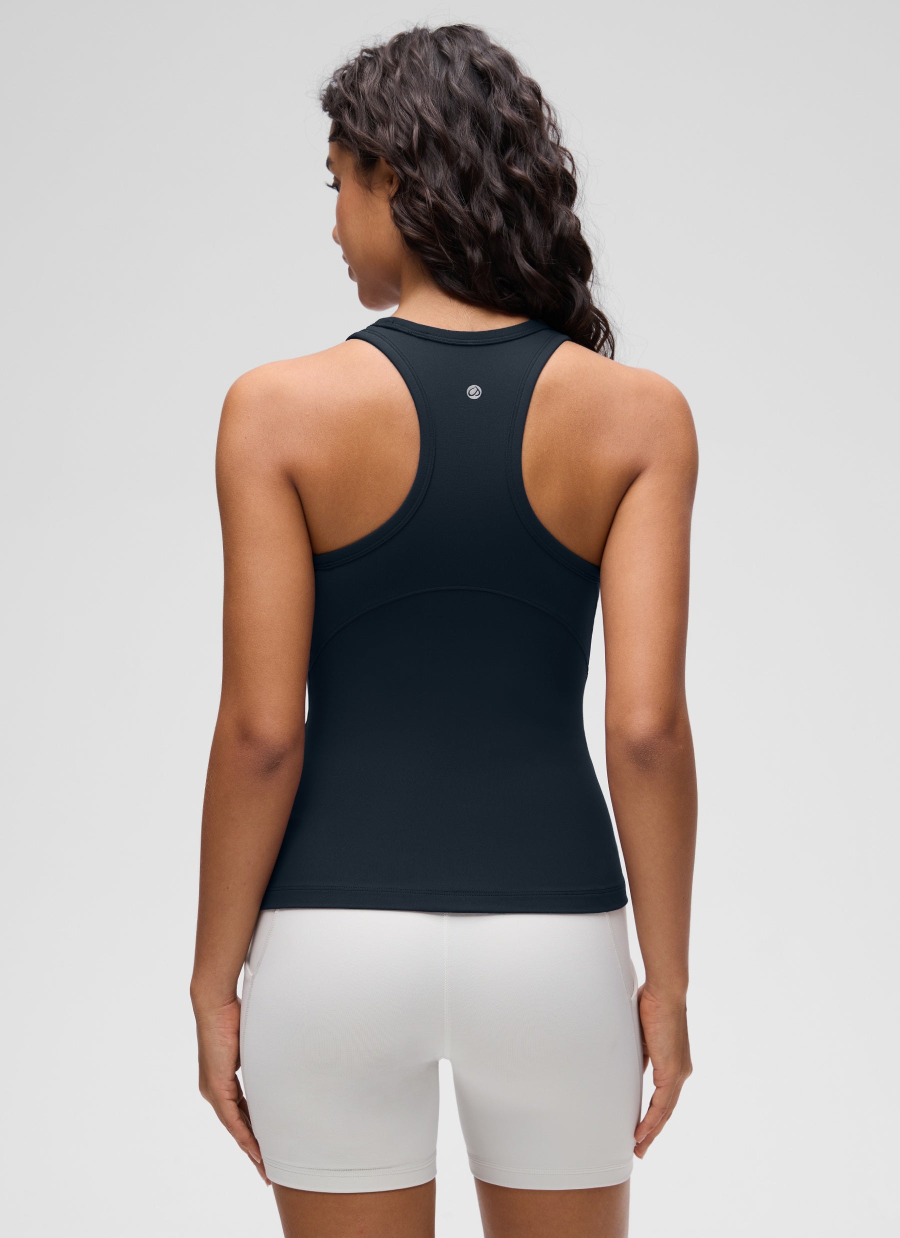 CRZ YOGA Pambabaeng Yoga Tight Fit Tops Butterluxe Tank Top na Mataas ang Neck na Tunay na Asul