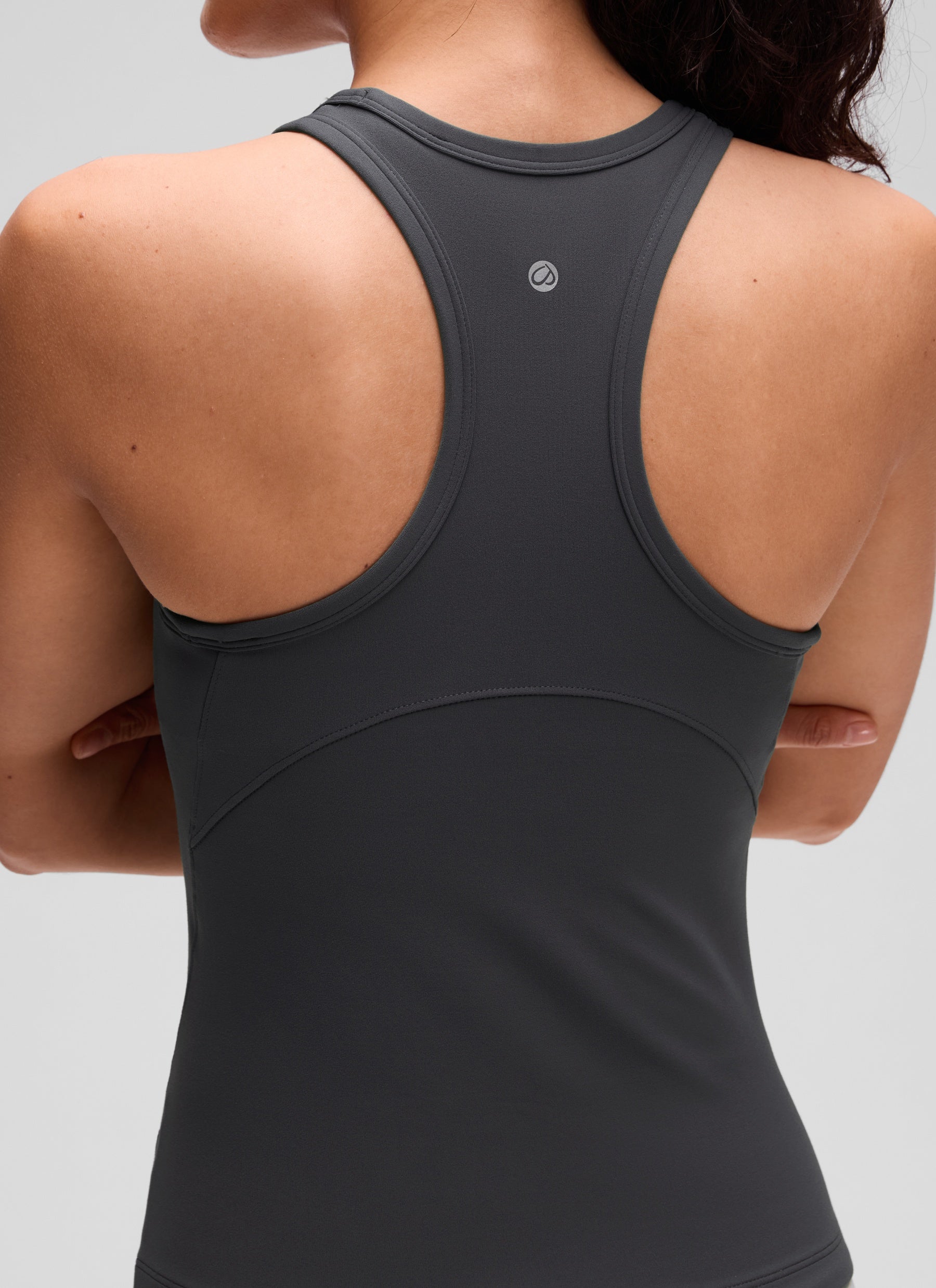 CRZ YOGA Pambabaeng Yoga Tight Fit Tops Butterluxe Tank Top na Mataas ang Neck na Mahiwagang Kulay Abo