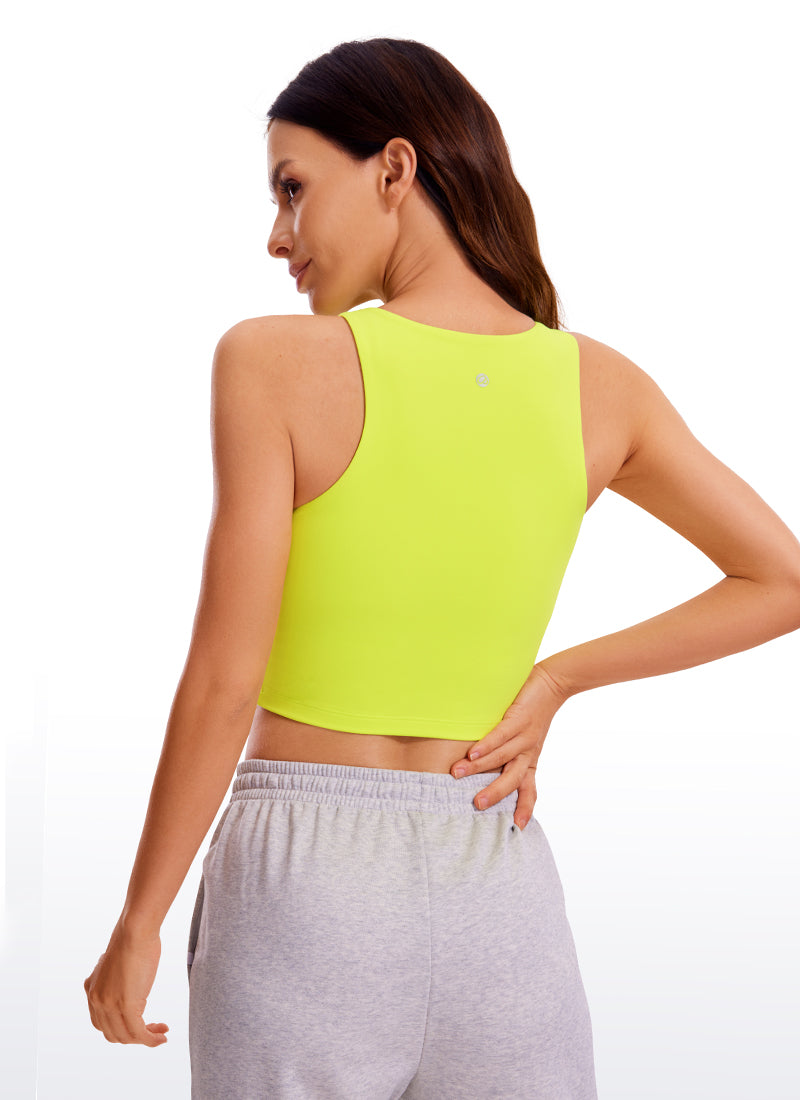 CRZ YOGA Pambabaeng Yoga Tight Fit ButterluxeTank Tops Racerback Cropped Neon Yellow