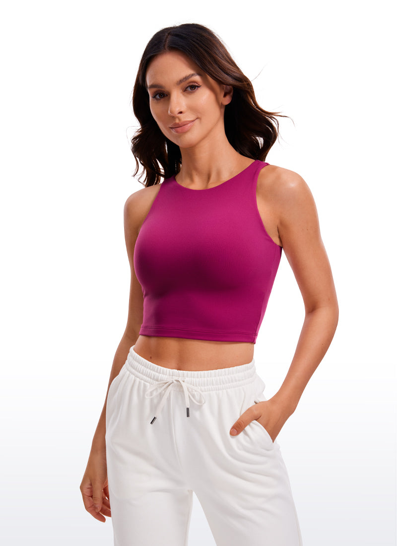 CRZ YOGA Pambabaeng Yoga Tight Fit ButterluxeTank Tops Racerback Cropped Magenta Purple