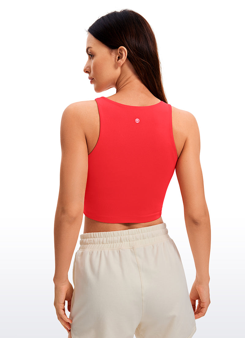 CRZ YOGA Women's Yoga Tight Fit ButterluxeTank Tops Racerback Cropped Deep Red
