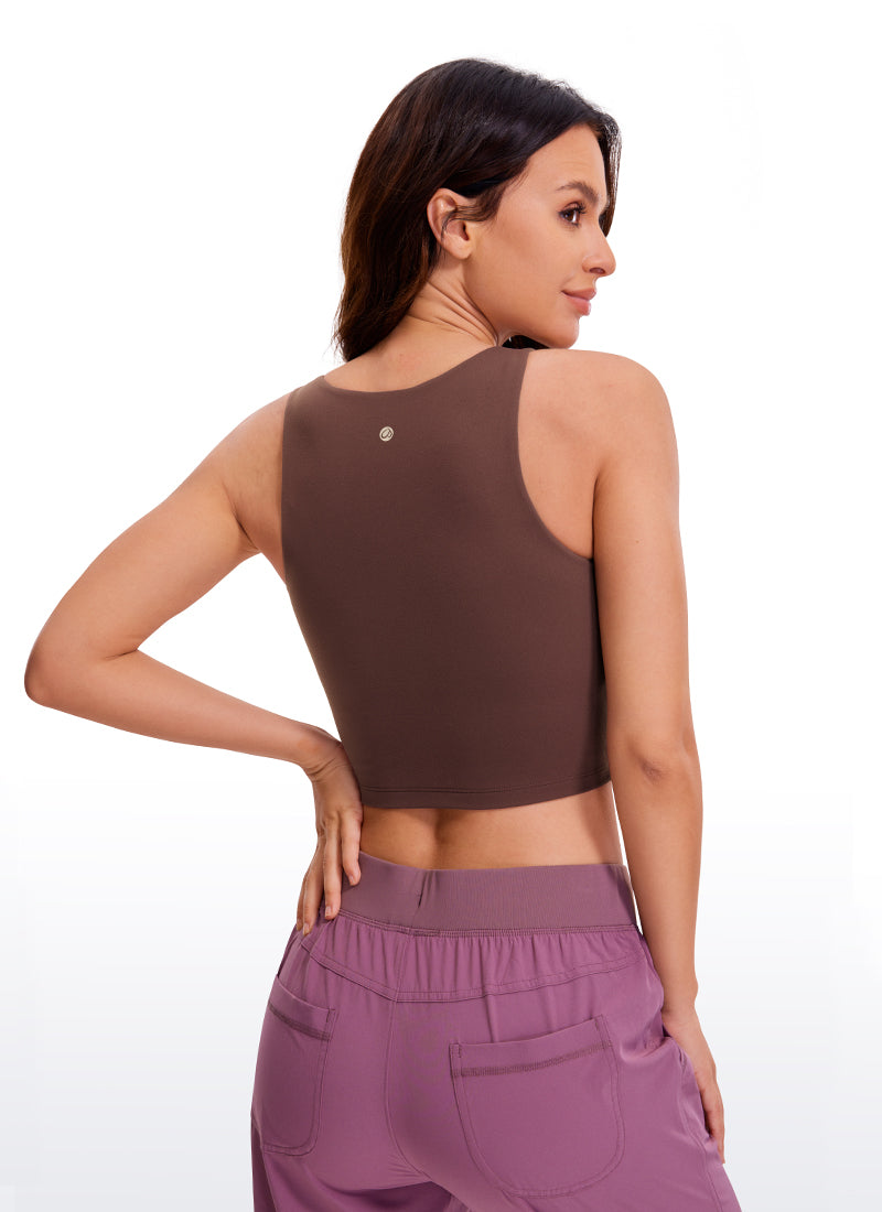 CRZ YOGA Pambabaeng Yoga Tight Fit ButterluxeTank Tops Racerback Cropped Taupe