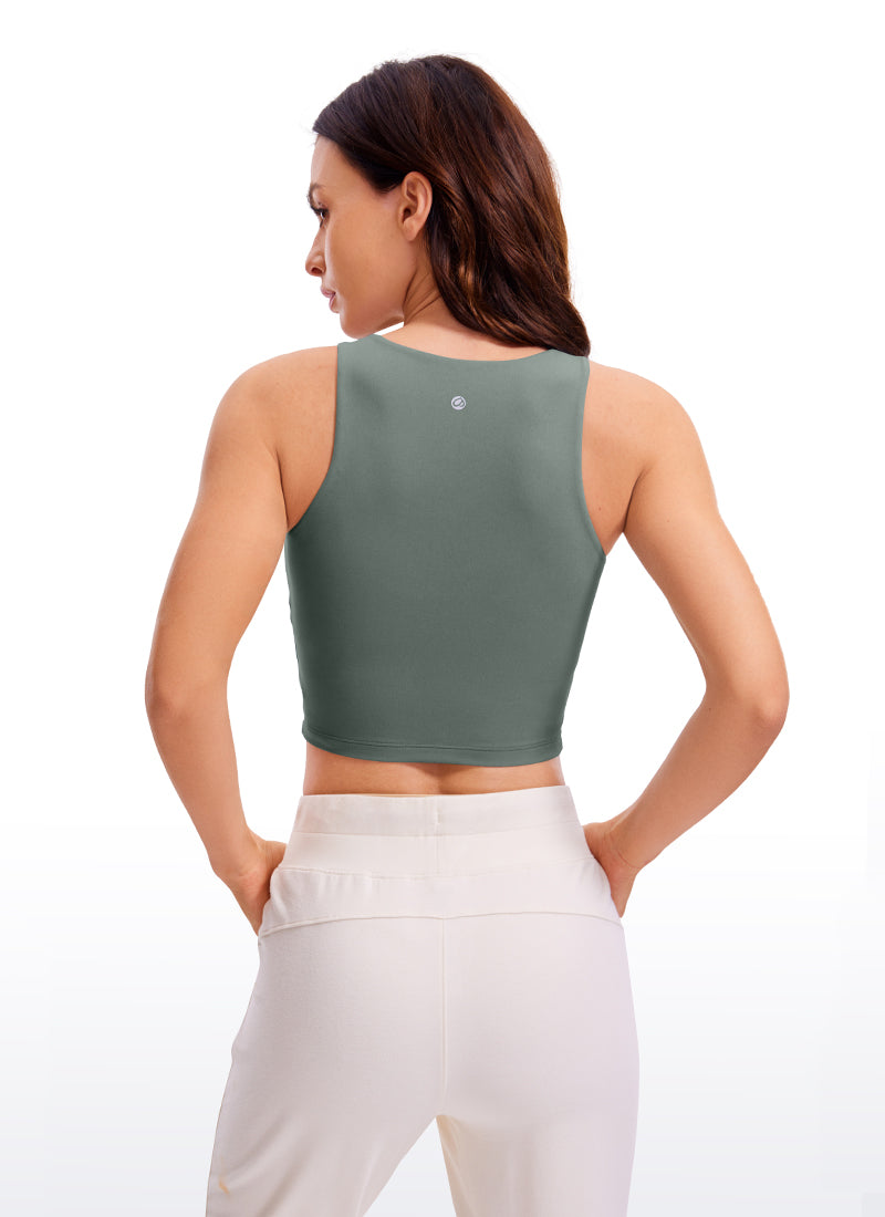 CRZ YOGA Pambabaeng Yoga Tight Fit ButterluxeTank Tops Racerback Cropped Grey Sage