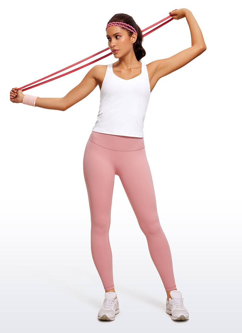 CRZ YOGA Pambabaeng Yoga Slim Fit Tops Butterluxe Built-in na Bra na may V Neck na Puti