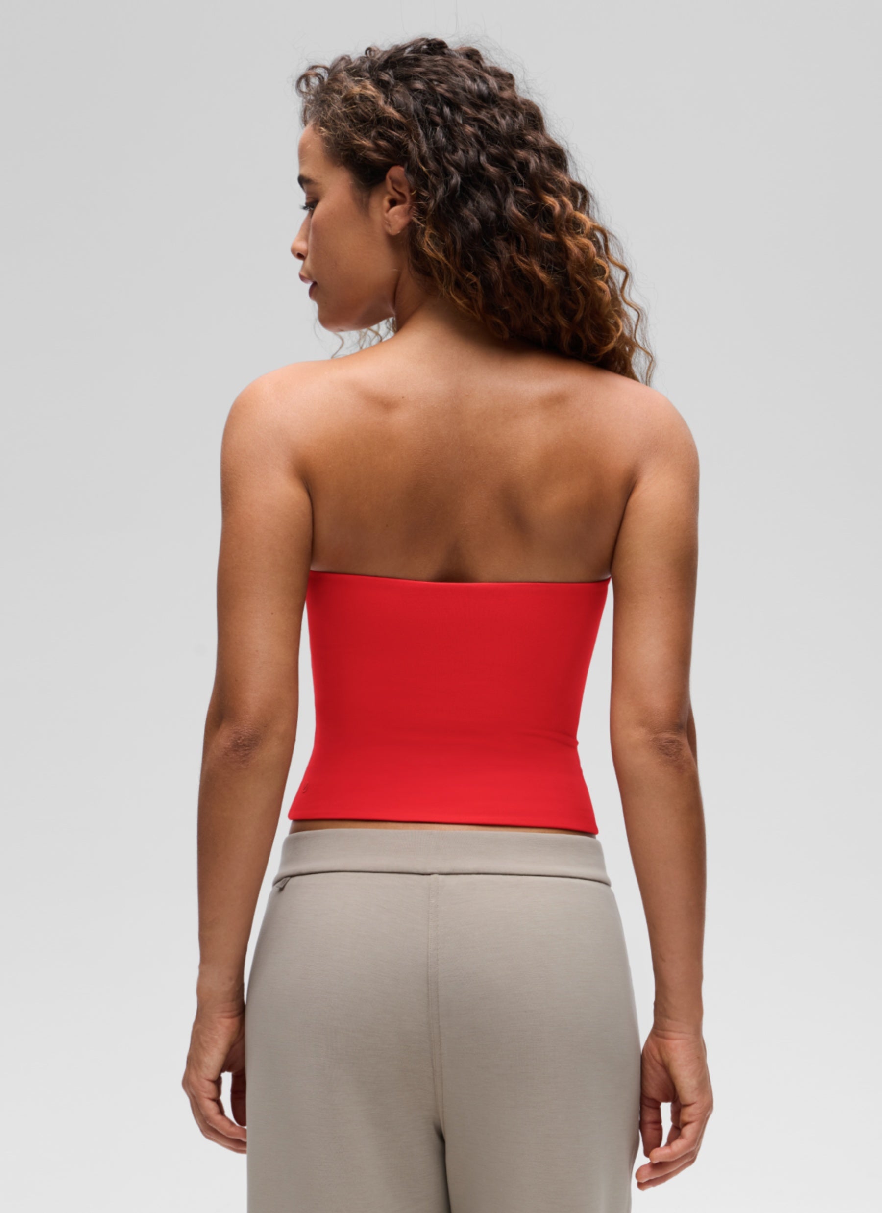 CRZ YOGA Women's Casual Butterluxe Tight Fit Strapless Tops Deep Red