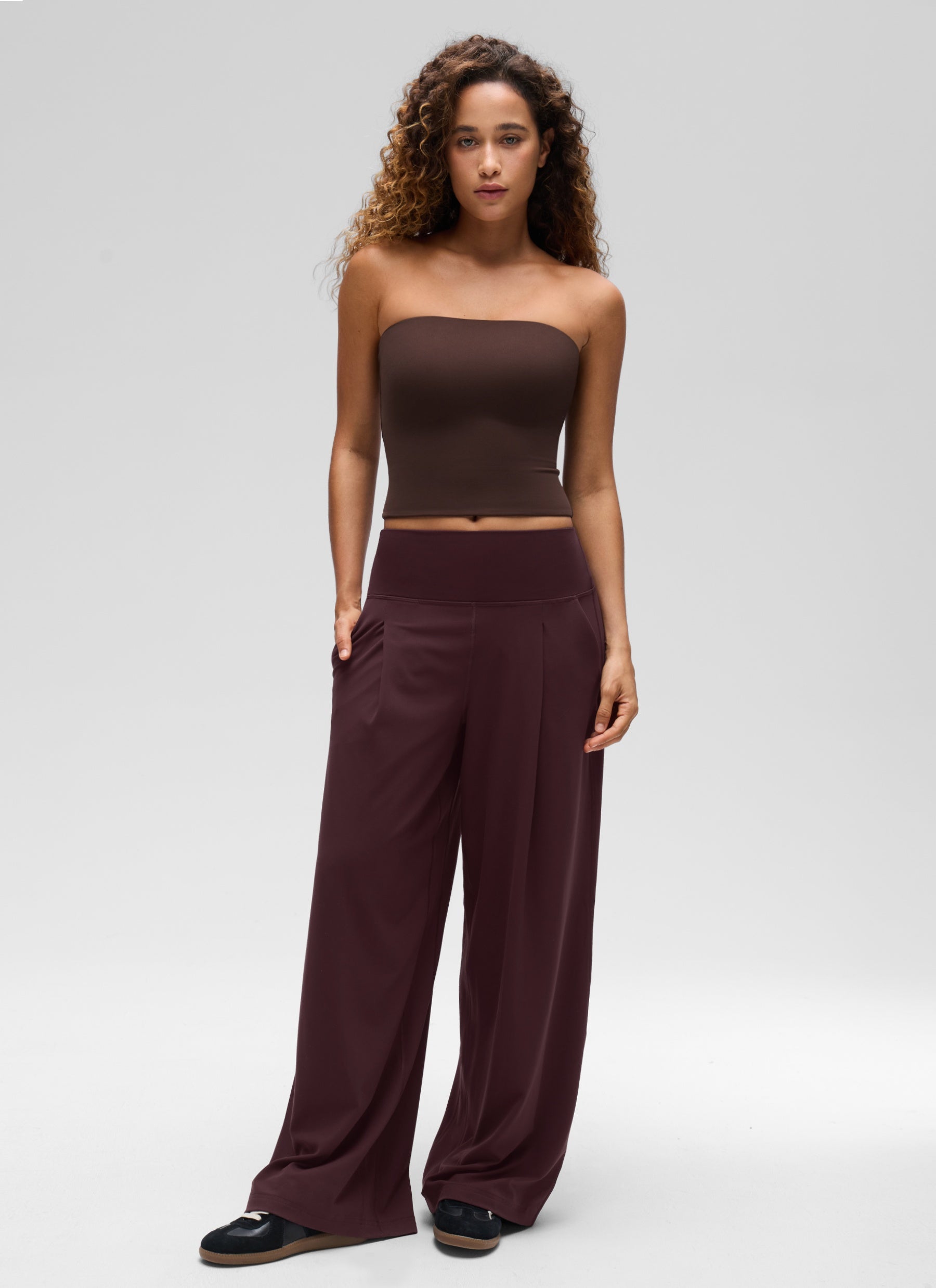 CRZ YOGA Women's Casual Butterluxe Tight Fit Strapless Tops Hot Fudge Brown