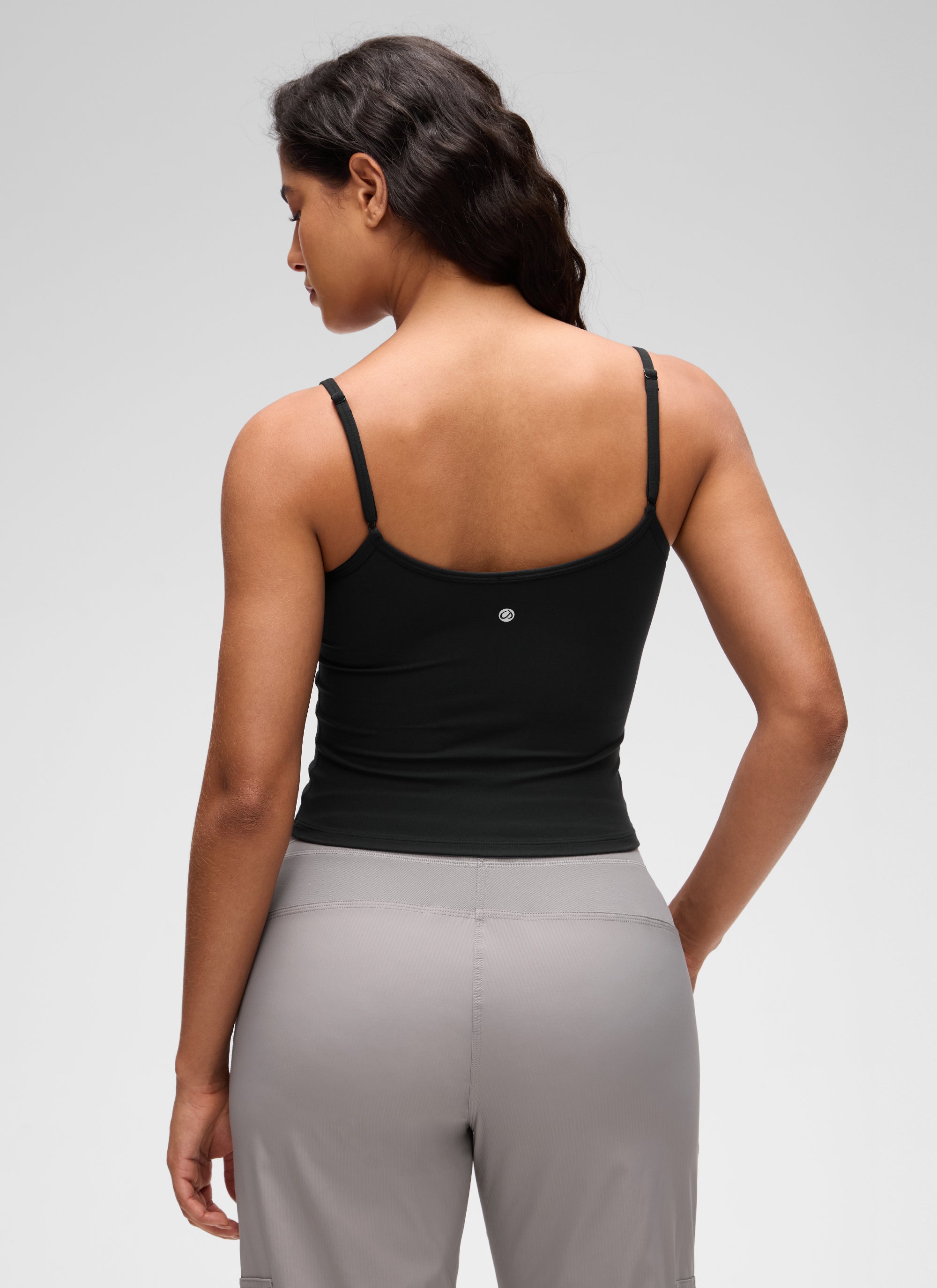 CRZ YOGA Pambabae Butterluxe Casual Scoop Neck U Back Double Lined Tank Black