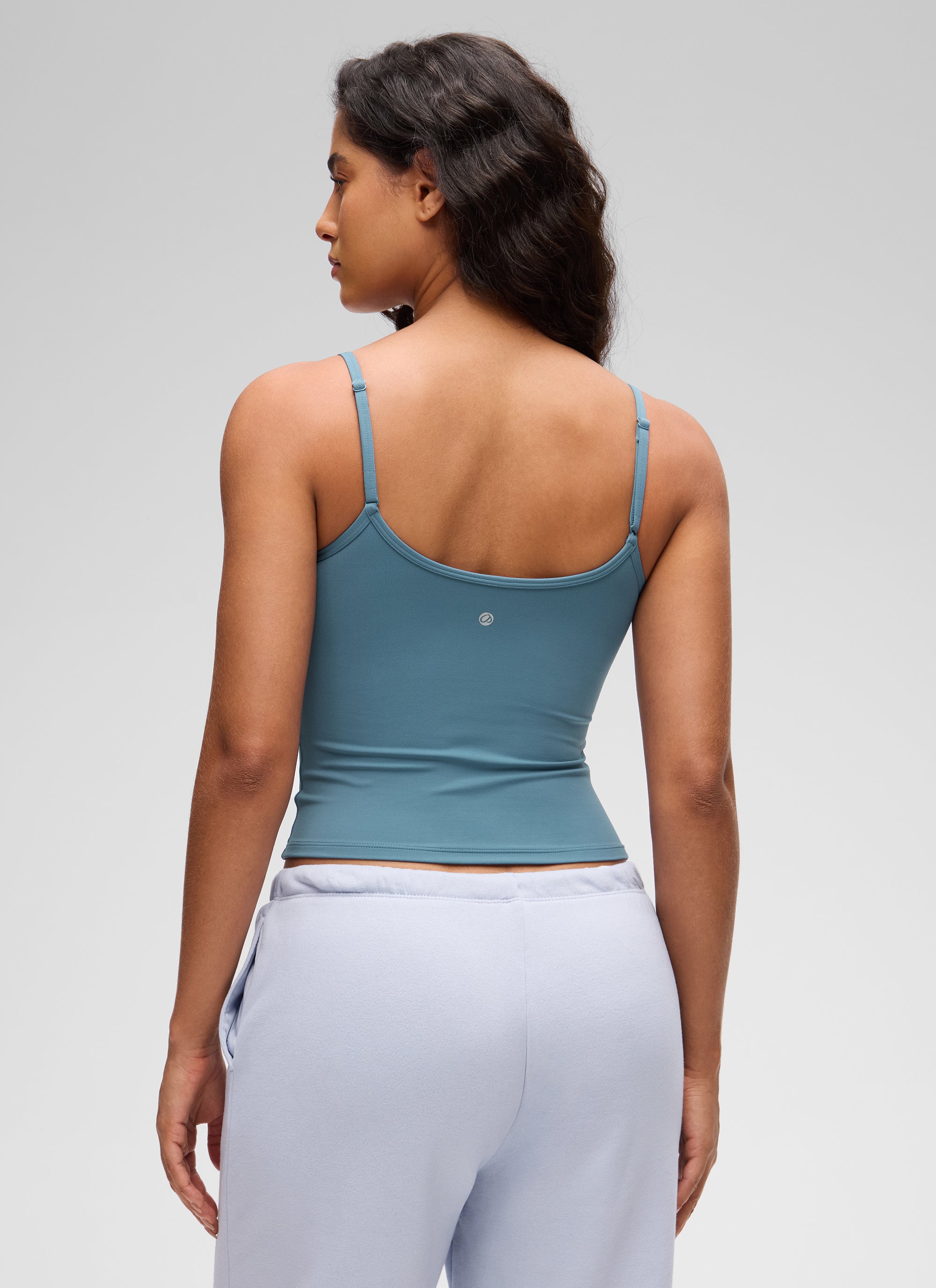 CRZ YOGA Pambabae Butterluxe Kaswal na Scoop Neck U Back na May Dobleng Linya ng Tank na Asul at Abo