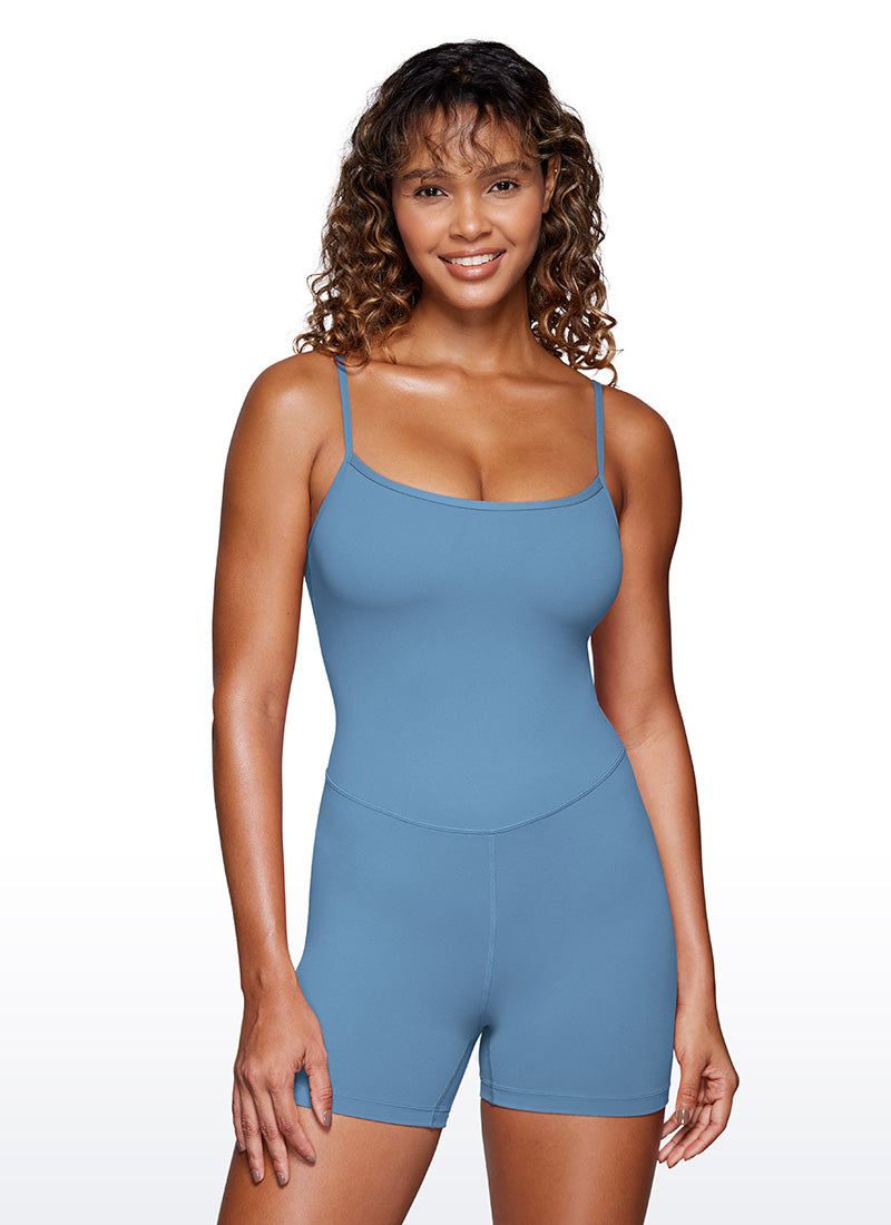 CRZ YOGA Pambabaeng Yoga Tight Fit Romper Shorts Bodysuit Jumpsuits Universe Blue