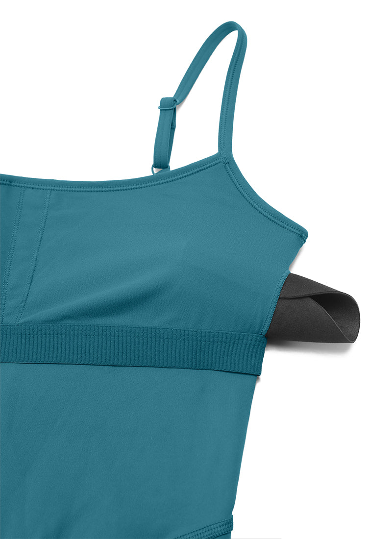 CRZ YOGA Pambabaeng Yoga Tight Fit Flare Jumpsuits na may Built-in na Bra Bodysuits na Borealis Green