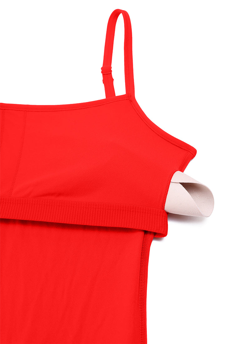 CRZ YOGA Pambabaeng Yoga Tight Fit Flare Jumpsuits na may Built-in na Bra Bodysuits na Madilim na Pula