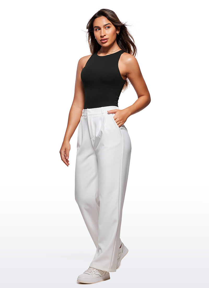 CRZ YOGA Pambabaeng Yoga Tight Fit High Neck Racerback Bodysuits Itim