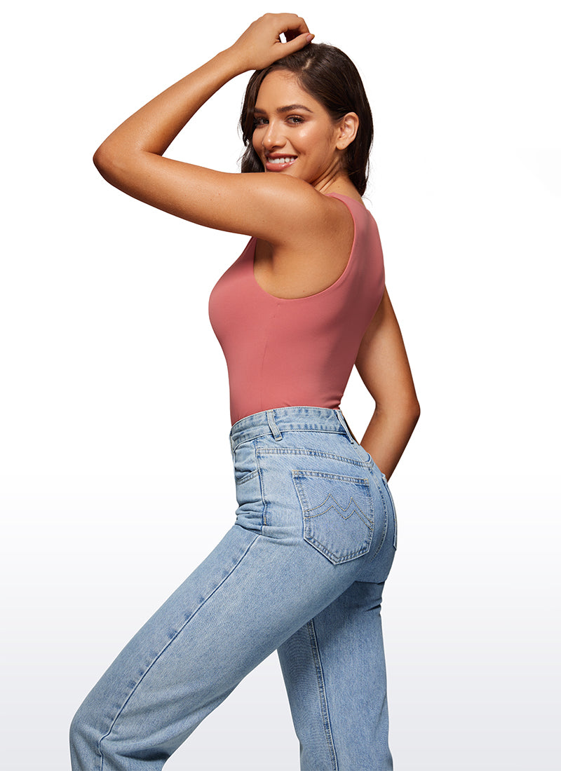 CRZ YOGA Pambabaeng Yoga Tight Fit High Neck Racerback Bodysuits Briar Rose