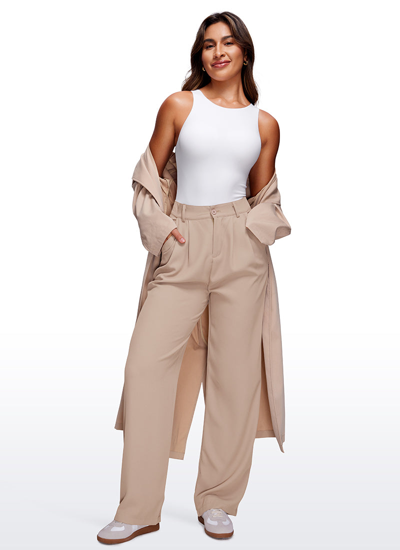 CRZ YOGA Pambabaeng Yoga Tight Fit High Neck Racerback Bodysuits Puti