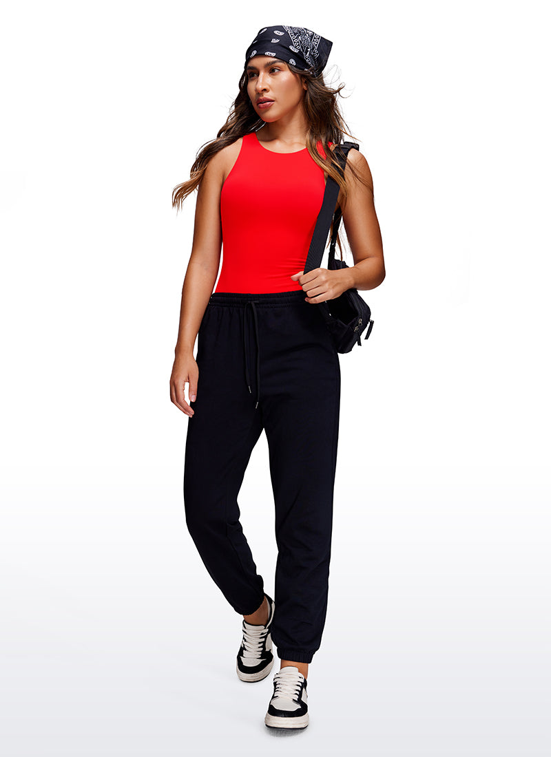 CRZ YOGA Pambabaeng Yoga Tight Fit High Neck Racerback Bodysuits na Madilim na Pula