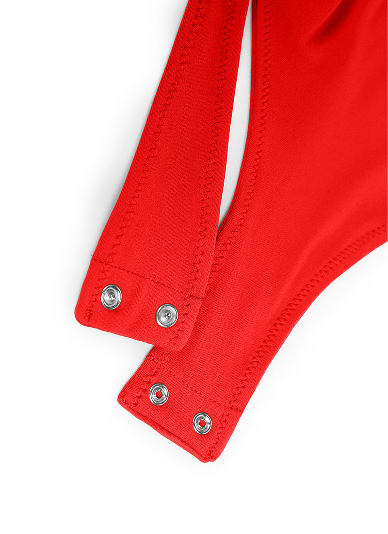 CRZ YOGA Pambabaeng Yoga Tight Fit High Neck Racerback Bodysuits na Madilim na Pula