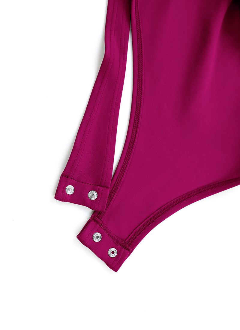 CRZ YOGA Pambabaeng Yoga Masikip ang Pagkakaakma Scoop Neck Maikling Manggas Bodysuit Magenta Purple