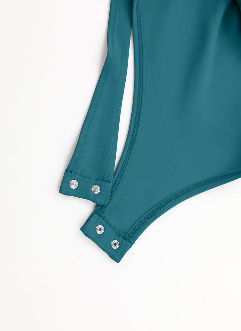 CRZ YOGA Pambabaeng Yoga Masikip ang Pagkakaakma Scoop Neck Maikling Manggas Bodysuit Borealis Green