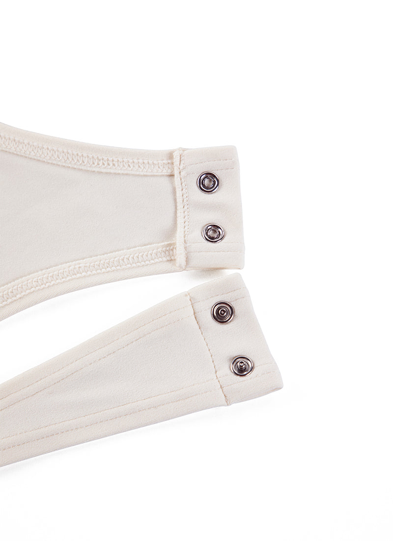 CRZ YOGA Pambabaeng Yoga Masikip ang Pagkakaakma Scoop Neck Maikling Manggas Bodysuit White Apricot
