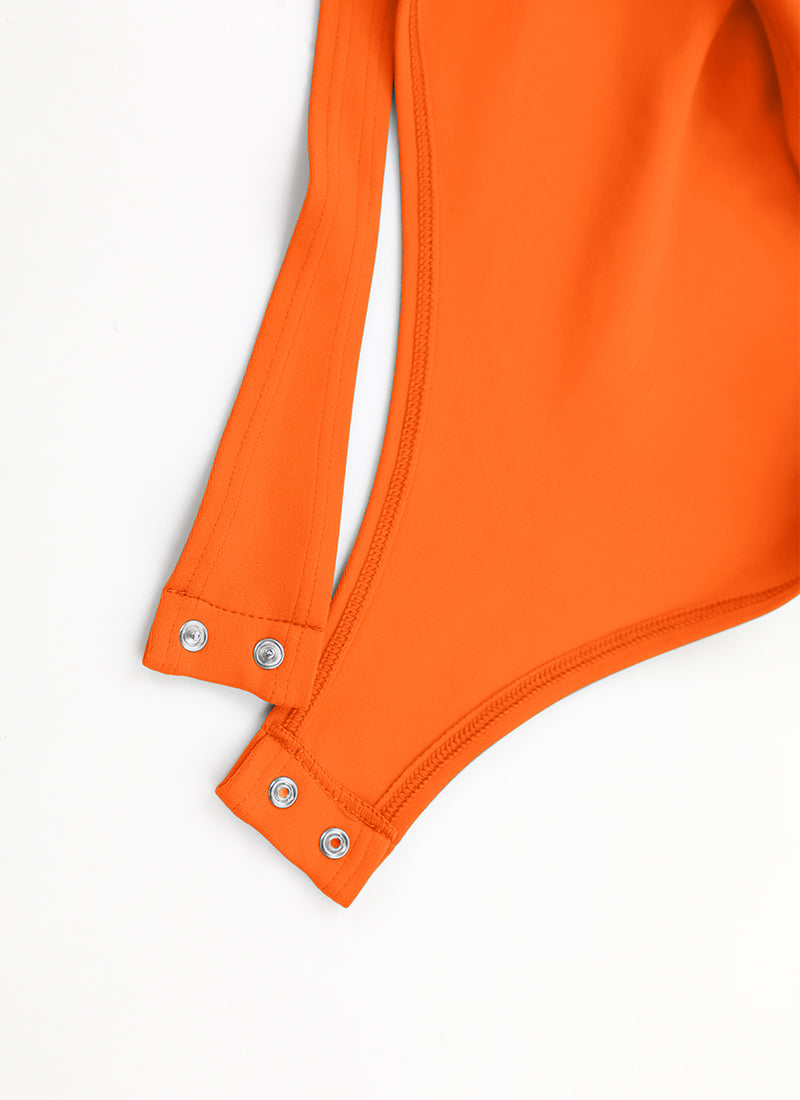 CRZ YOGA Pambabaeng Yoga Masikip ang Pagkakaakma Scoop Neck Maikling Manggas Bodysuit Neon Orange
