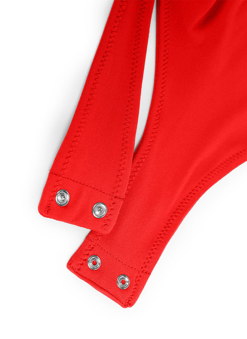 CRZ YOGA Pambabaeng Yoga Masikip ang Pagkakaakma Scoop Neck Maikling Manggas Bodysuit Dark Red