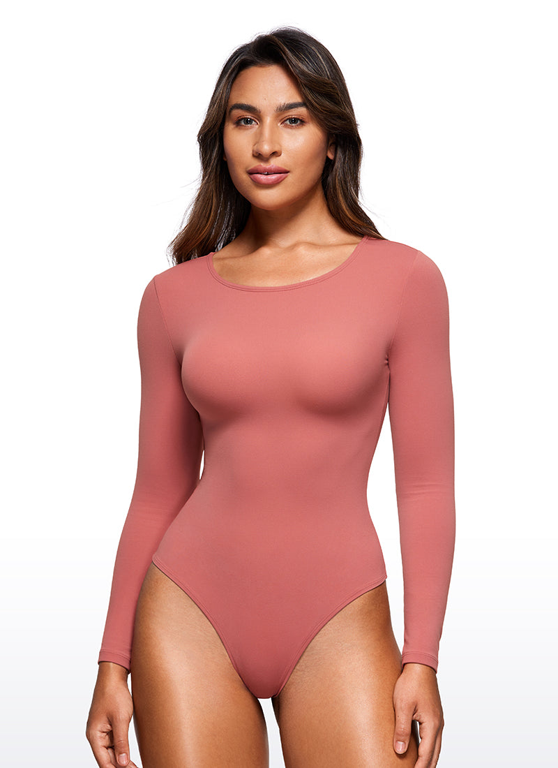 CRZ YOGA Pambabaeng Yoga Tight Fit Crew Neck Long Sleeves Bodysuits Briar Rose