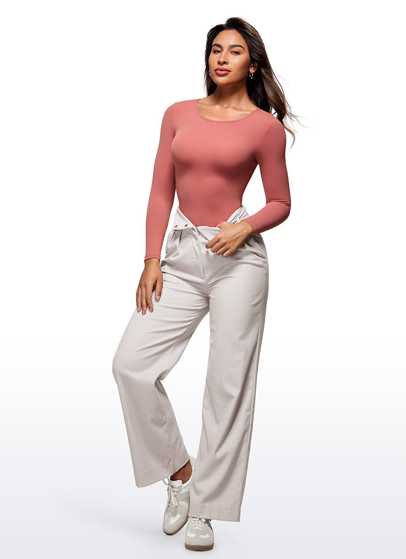 CRZ YOGA Pambabaeng Yoga Tight Fit Crew Neck Long Sleeves Bodysuits Briar Rose