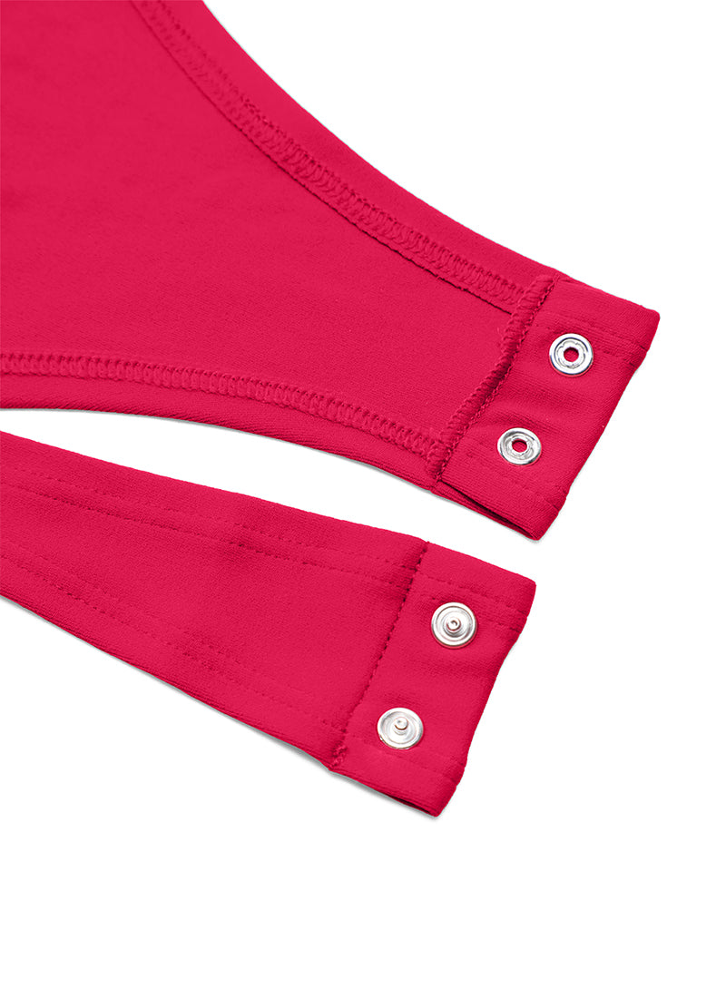 CRZ YOGA Pambabaeng Yoga Tight Fit Crew Neck Long Sleeves Bodysuits Viva Magenta