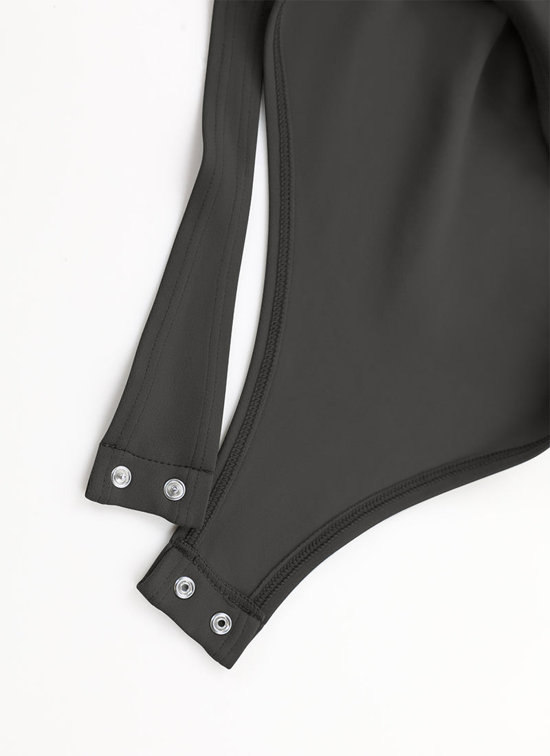 CRZ YOGA Pambabaeng Yoga Tight Fit Square Neck Long Sleeves Bodysuits Itim