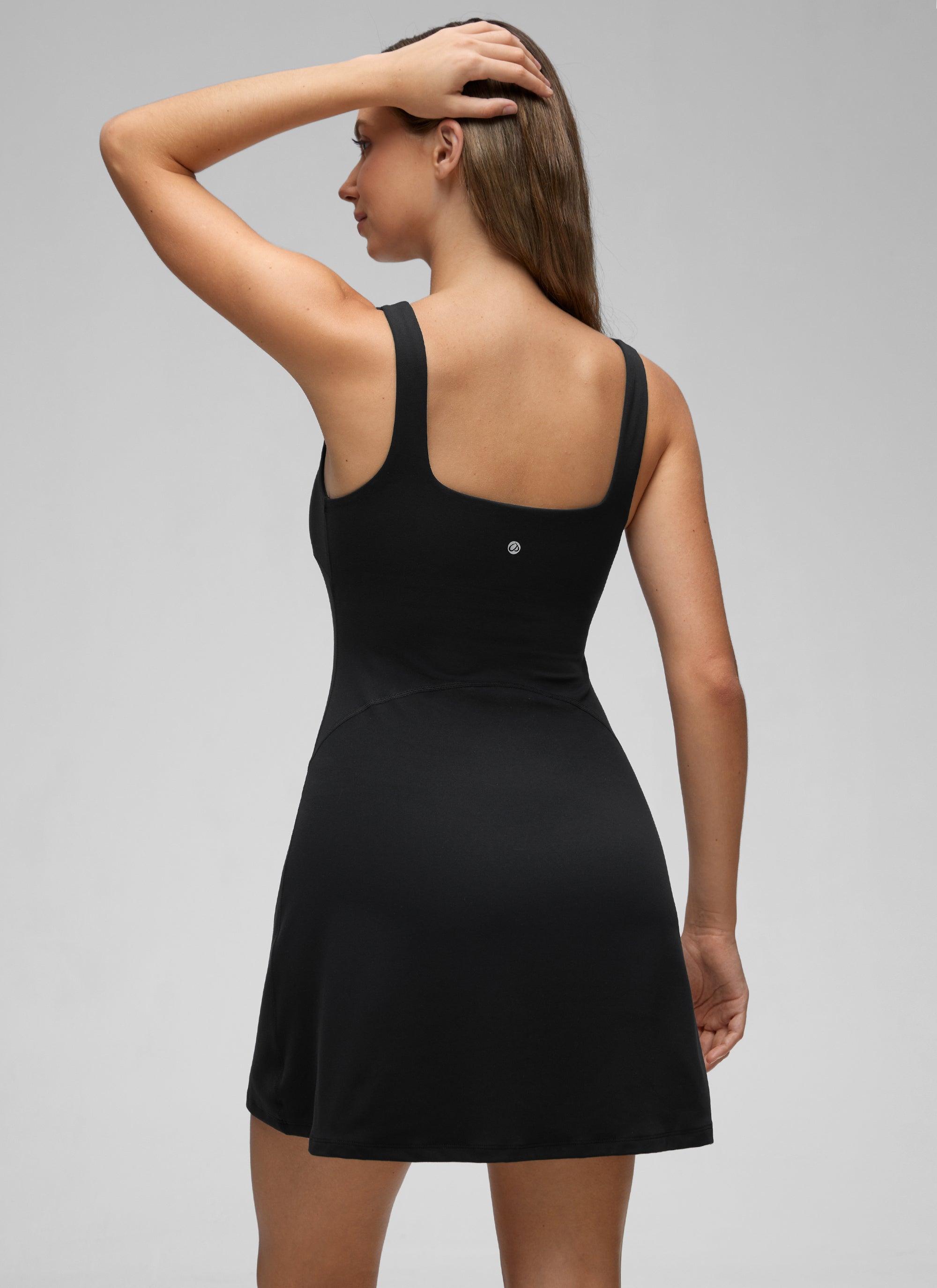 CRZ YOGA Babae Butterluxe Square Neck Shelf Bra Tennis Dresses A line Black