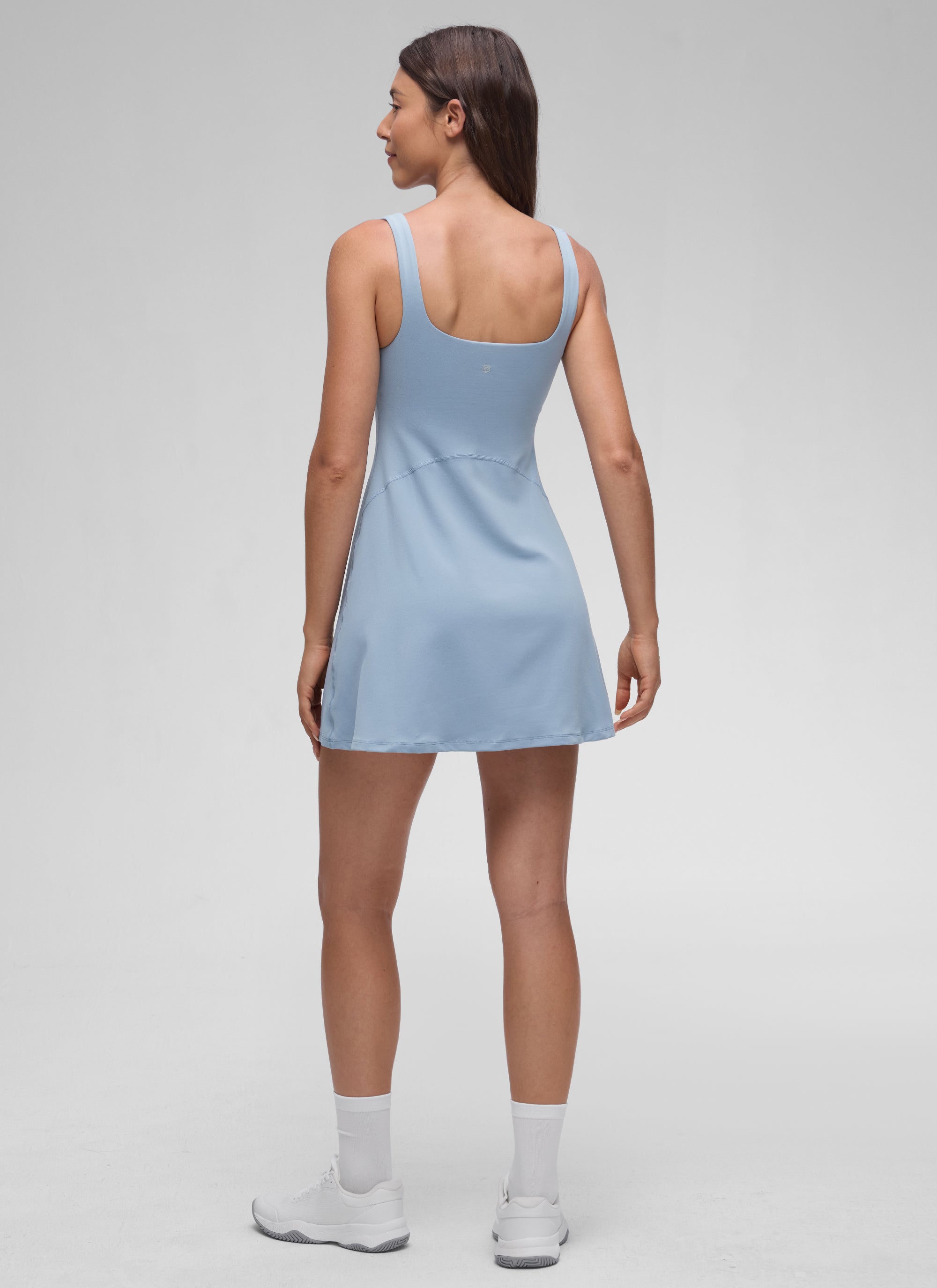 CRZ YOGA Babae Butterluxe Square Neck Shelf Bra Tennis Dresses A line Cambric Blue