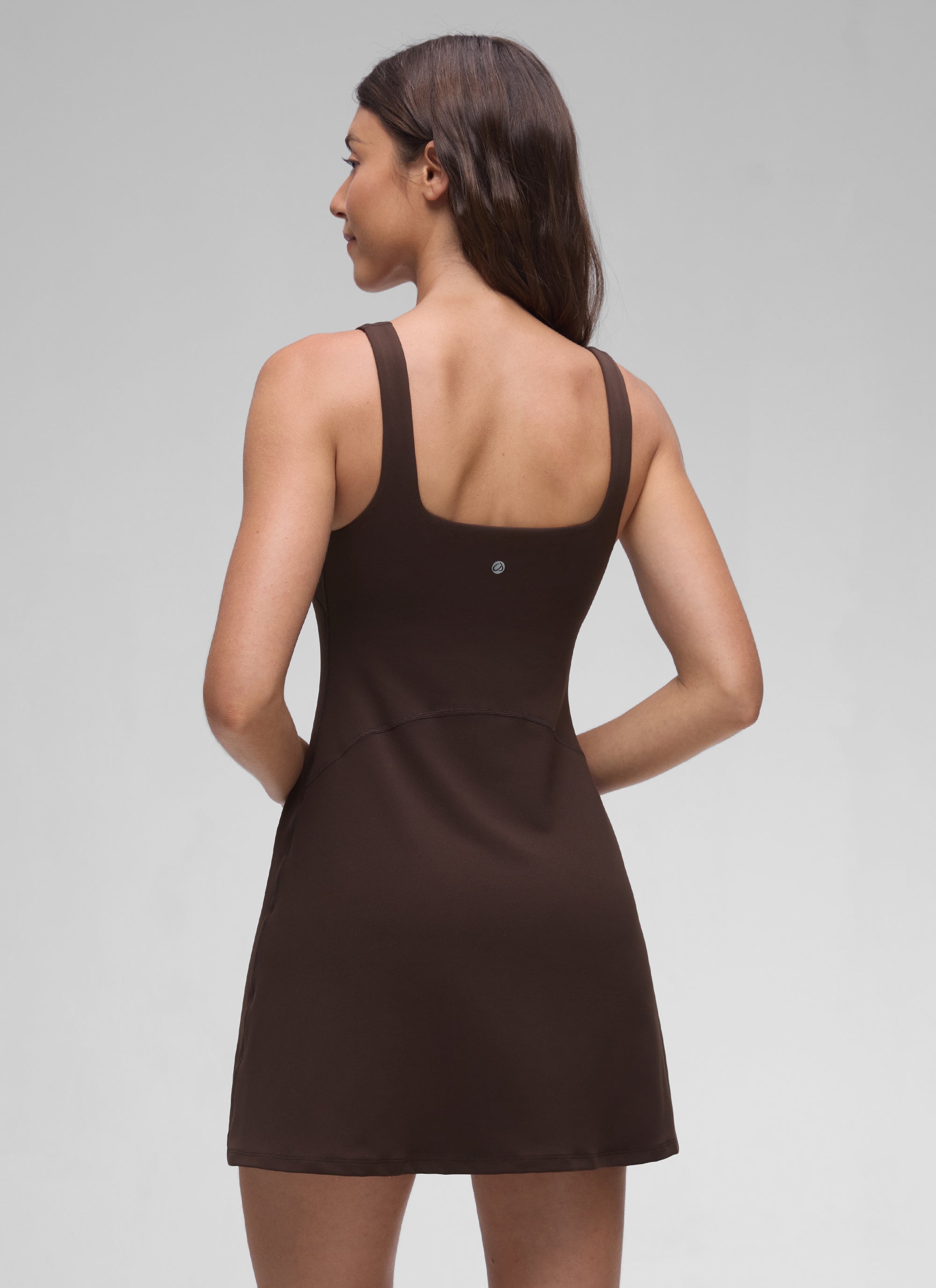 CRZ YOGA Babae Butterluxe Square Neck Shelf Bra Tennis Dresses A line Hot Fudge Brown