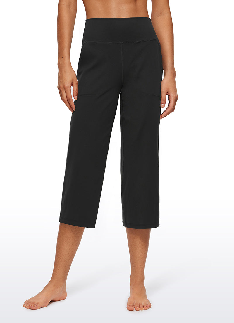 CRZ YOGA Pambabae Butterluxe High Rise Wide Leg Pants na may Bulsa 23'' Itim