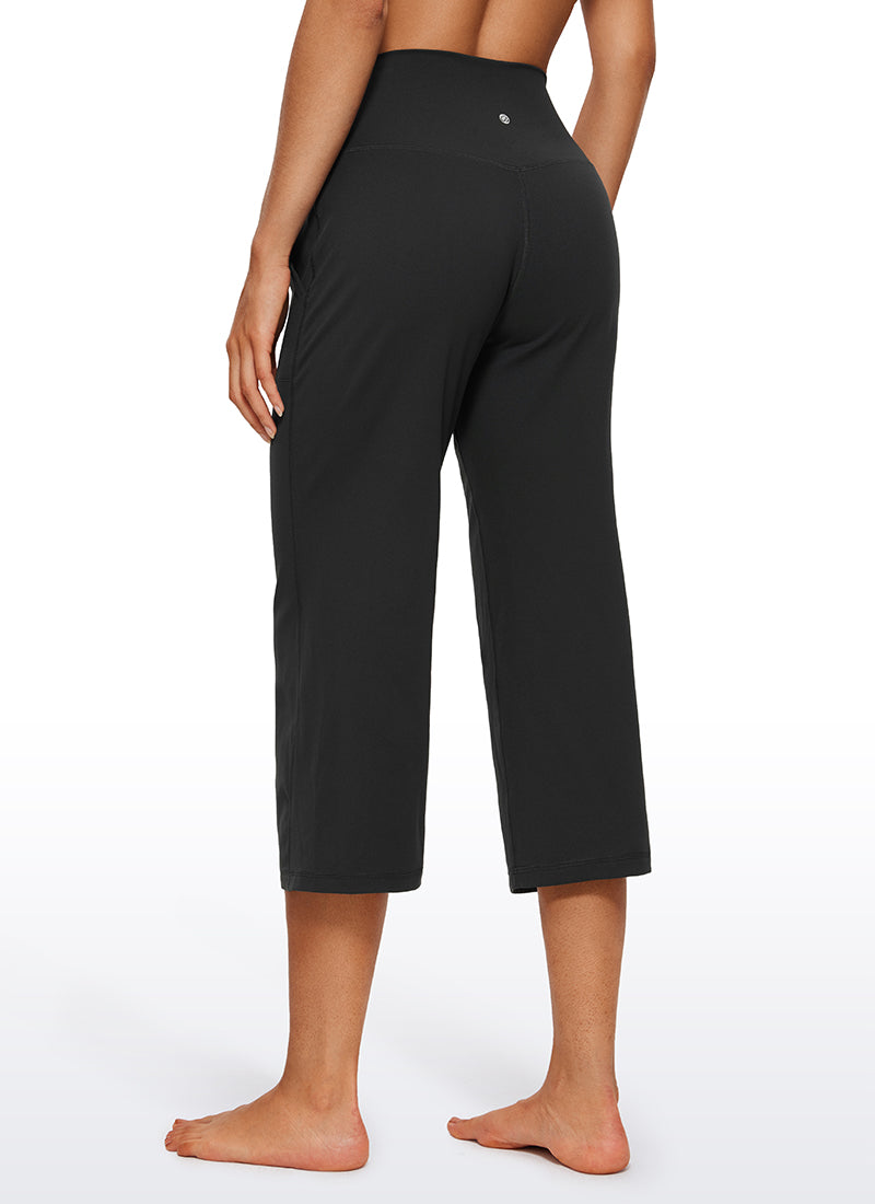 CRZ YOGA Pambabae Butterluxe High Rise Wide Leg Pants na may Bulsa 23'' Itim
