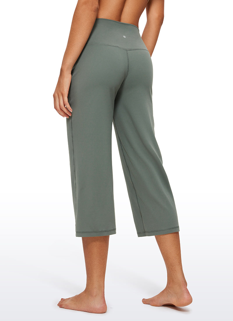 CRZ YOGA Pambabae Butterluxe Pantalon na Mataas at Malapad ang Paa na may Bulsa na 23'' Kulay Abo na Sage