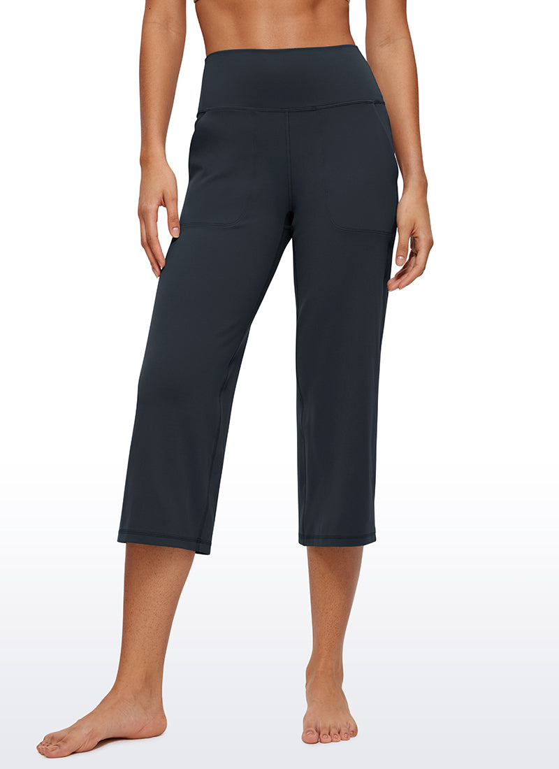 CRZ YOGA Pambabae Butterluxe Pantalon na Mataas at Malapad ang Paa na may Bulsa 23'' True Navy