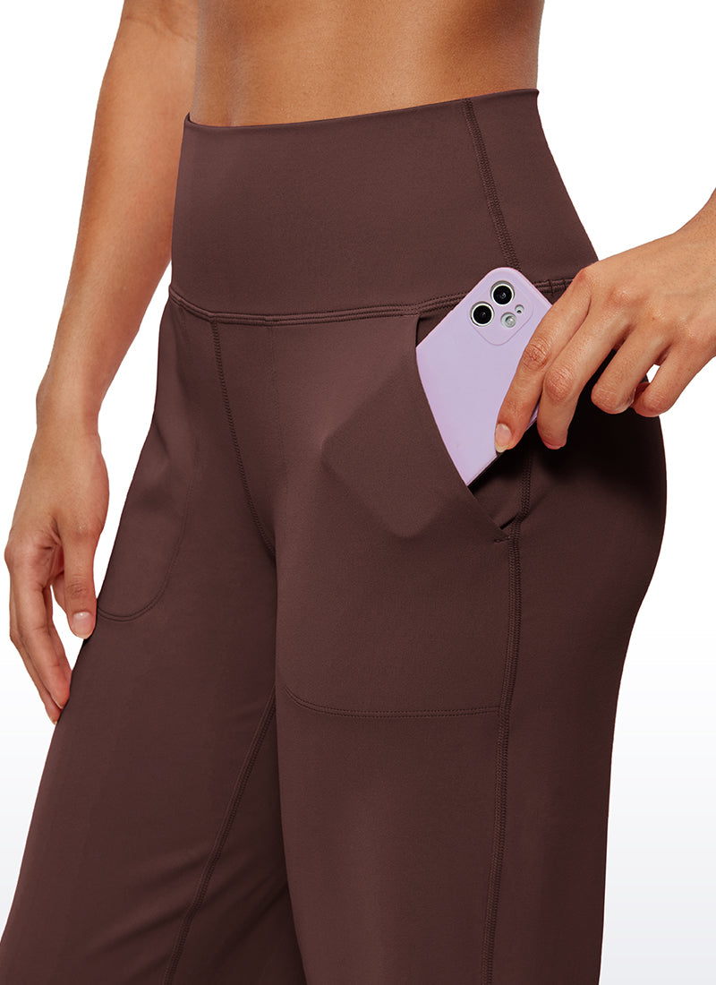 CRZ YOGA Pambabae Butterluxe Pantalon na Mataas at Malapad ang Paa na may Bulsa 23'' Taupe