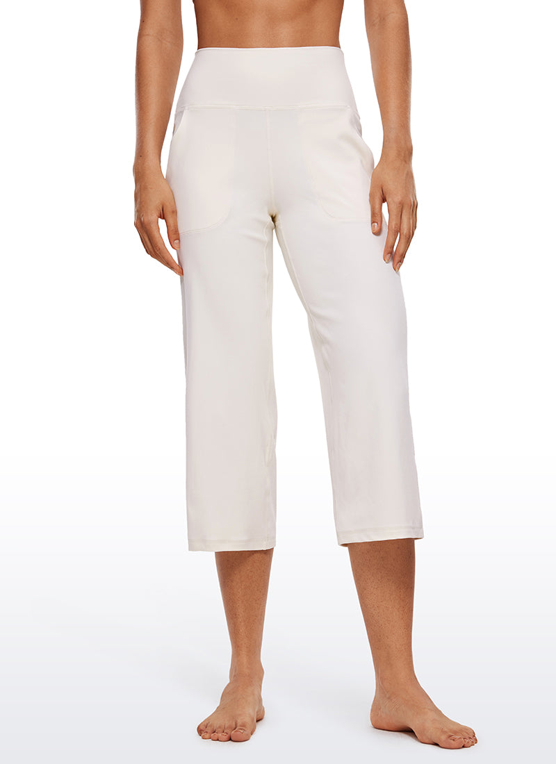 CRZ YOGA Pambabae Butterluxe High Rise Wide Leg Pants na may Bulsa 23'' Puting Aprikot