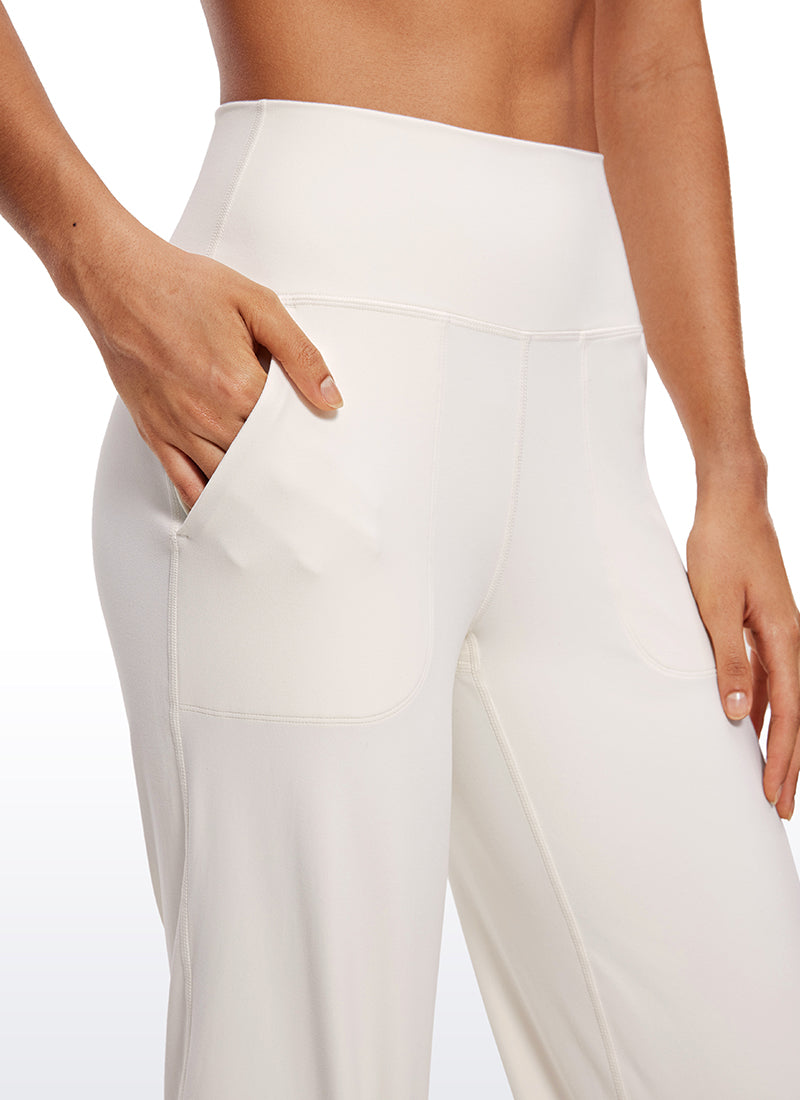 CRZ YOGA Pambabae Butterluxe High Rise Wide Leg Pants na may Bulsa 23'' Puting Aprikot