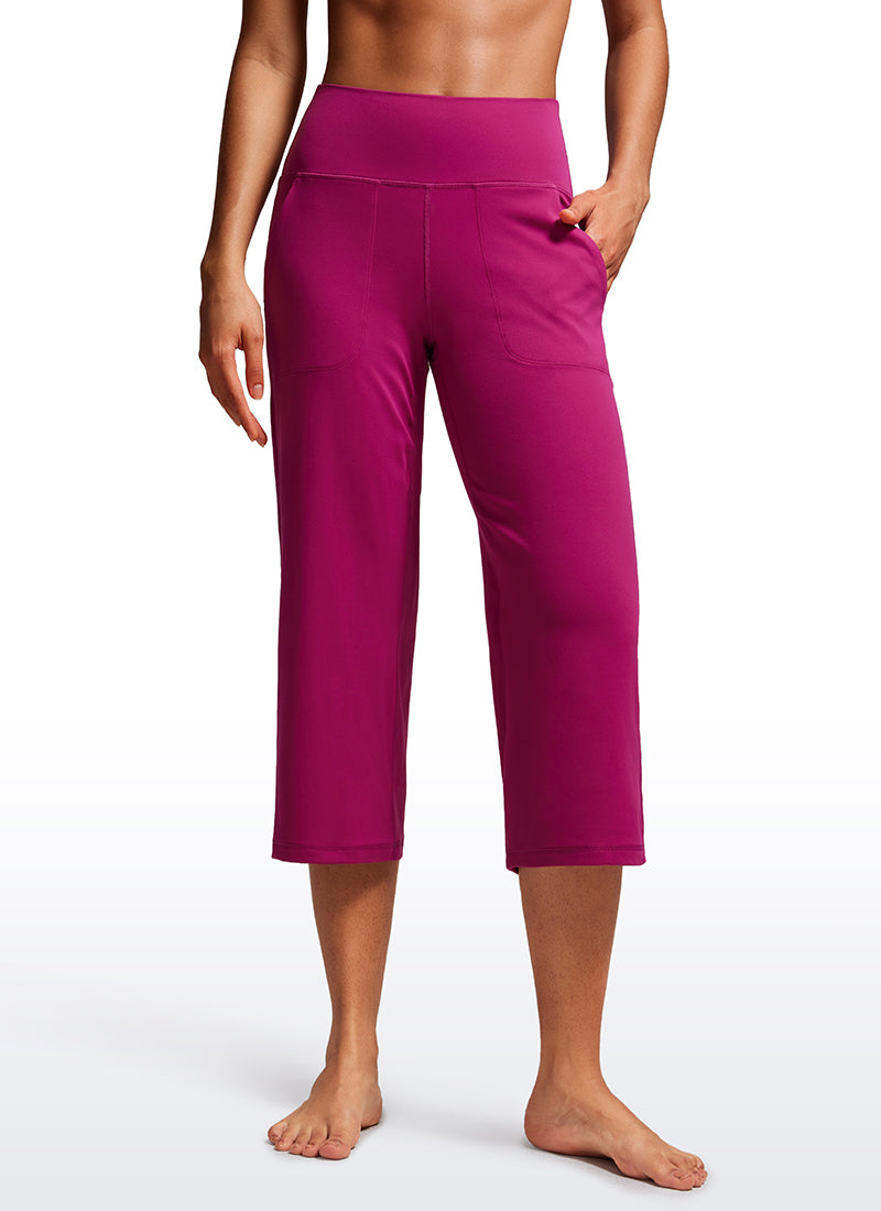 CRZ YOGA Pambabae Butterluxe Pantalon na Mataas at Malapad na Paa na may Bulsa 23'' Magenta Purple