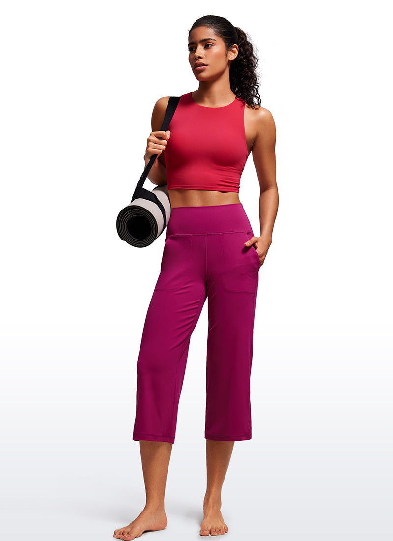 CRZ YOGA Pambabae Butterluxe Pantalon na Mataas at Malapad na Paa na may Bulsa 23'' Magenta Purple
