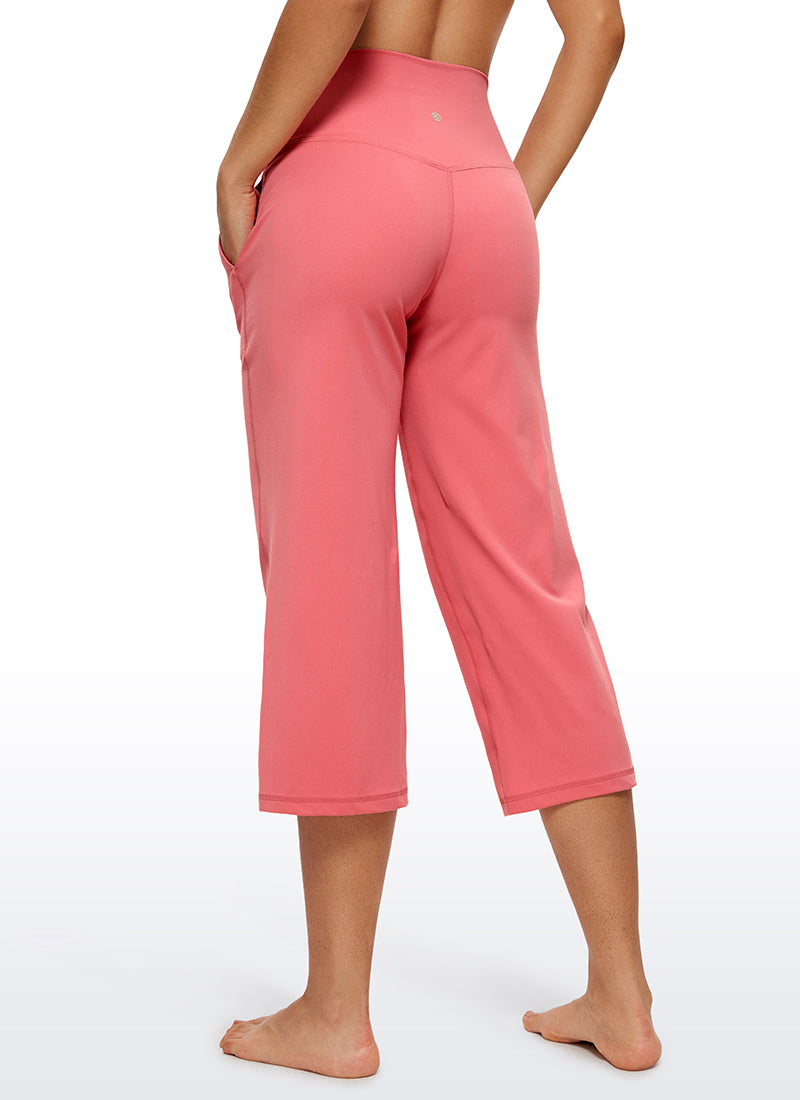 CRZ YOGA Pambabae Butterluxe Pantalon na Mataas at Malapad ang Paa na may Bulsa, 23'' Raspberry Sorbet