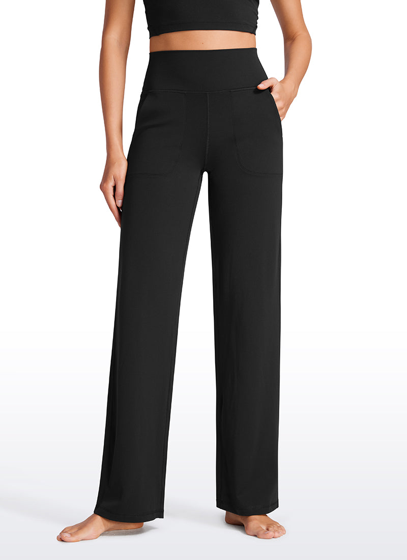 CRZ YOGA Pambabae Butterluxe High Rise Wide Leg Pants na may Bulsa 31'' Itim