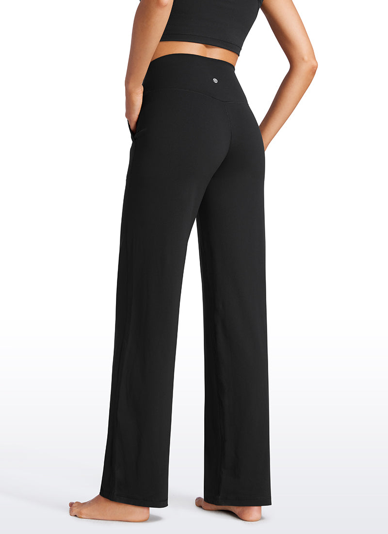 CRZ YOGA Pambabae Butterluxe High Rise Wide Leg Pants na may Bulsa 31'' Itim